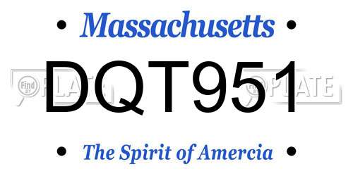 DQT951 Massachusetts License Plate