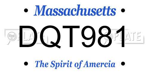 DQT981 Massachusetts License Plate