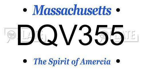 DQV355 Massachusetts License Plate