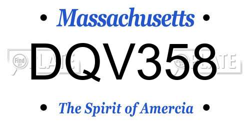 DQV358 Massachusetts License Plate