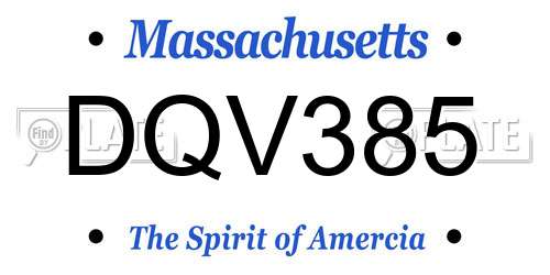DQV385 Massachusetts License Plate