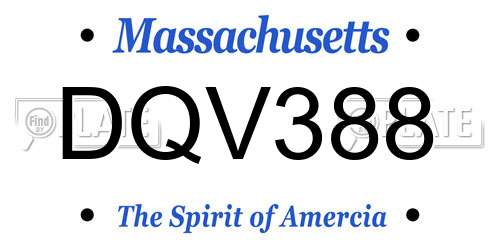 DQV388 Massachusetts License Plate