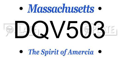 DQV503 Massachusetts License Plate
