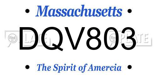 DQV803 Massachusetts License Plate