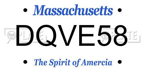 DQVE58 Massachusetts License Plate