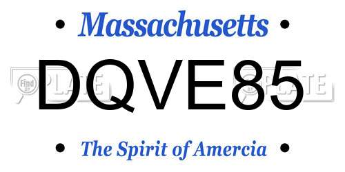 DQVE85 Massachusetts License Plate