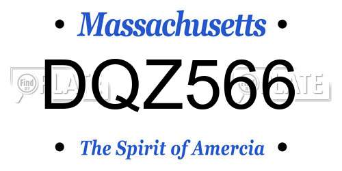 DQZ566 Massachusetts License Plate