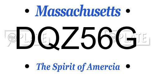 DQZ56G Massachusetts License Plate