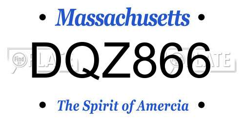 DQZ866 Massachusetts License Plate