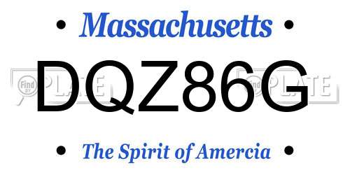 DQZ86G Massachusetts License Plate