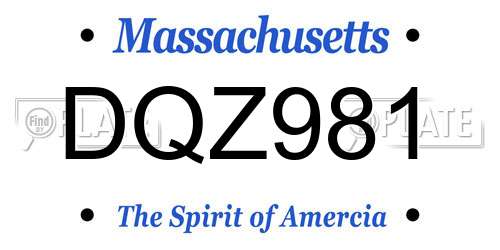 DQZ981 Massachusetts License Plate