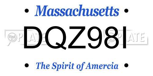 DQZ98I Massachusetts License Plate