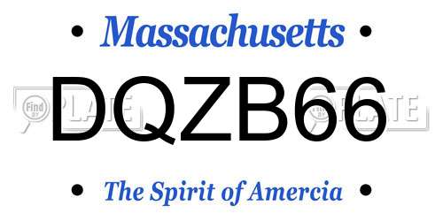 DQZB66 Massachusetts License Plate
