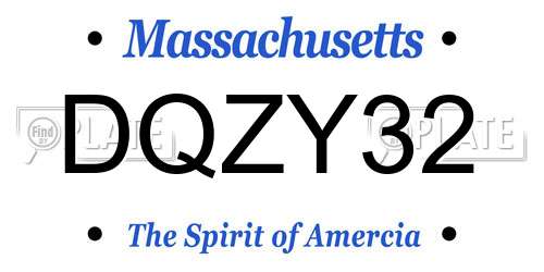 DQZY32 Massachusetts License Plate