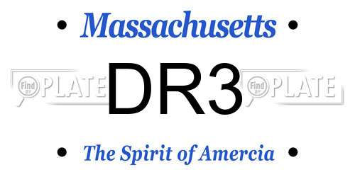 DR3 Massachusetts License Plate