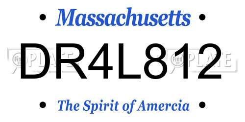 DR4L812 Massachusetts License Plate
