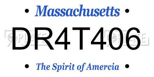 DR4T406 Massachusetts License Plate