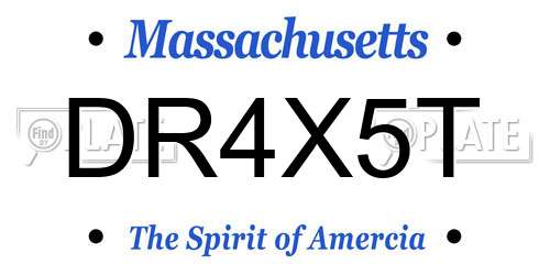 DR4X5T Massachusetts License Plate