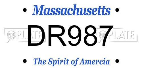 DR987 Massachusetts License Plate