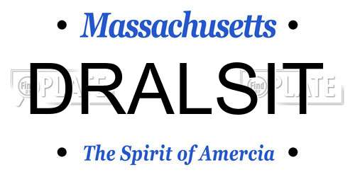 DRALSIT Massachusetts License Plate