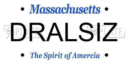 DRALSIZ Massachusetts License Plate