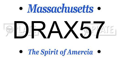 DRAX57 Massachusetts License Plate