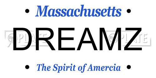 DREAMZ Massachusetts License Plate