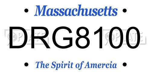 DRG8100 Massachusetts License Plate