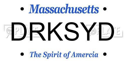 DRKSYD Massachusetts License Plate
