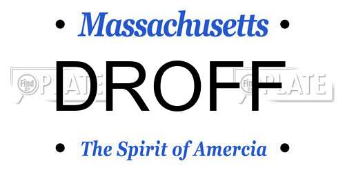 DROFF Massachusetts License Plate