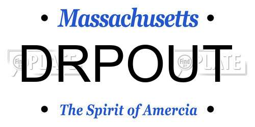 DRPOUT Massachusetts License Plate