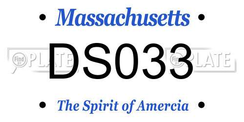 DS033 Massachusetts License Plate