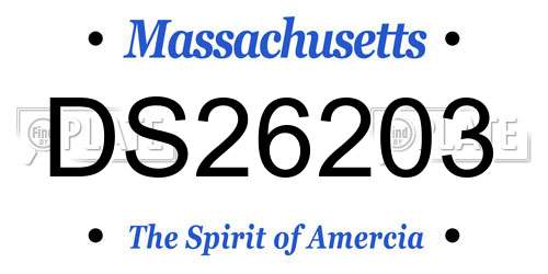 DS26203 Massachusetts License Plate