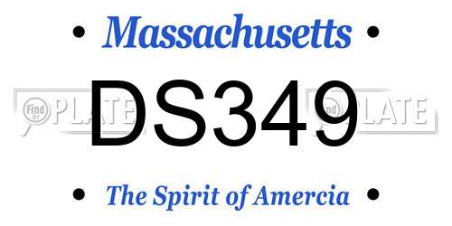DS349 Massachusetts License Plate