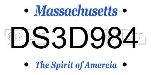 DS3D984 Massachusetts License Plate