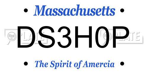 DS3H0P Massachusetts License Plate