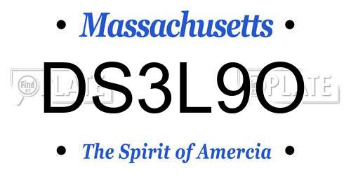 DS3L9O Massachusetts License Plate