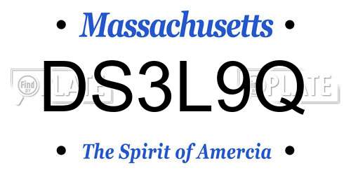 DS3L9Q Massachusetts License Plate