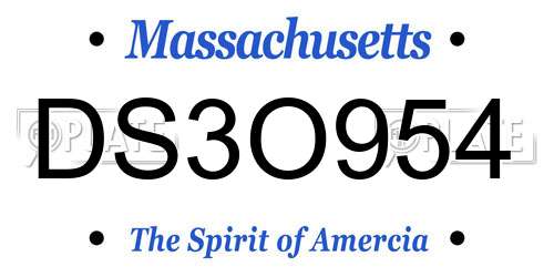 DS3O954 Massachusetts License Plate
