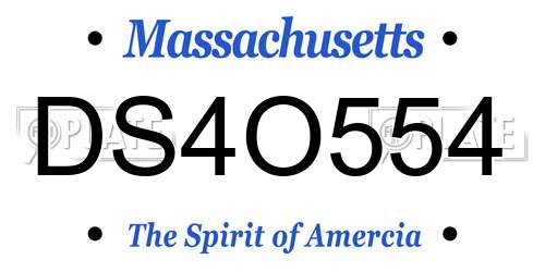 DS4O554 Massachusetts License Plate