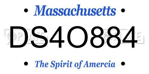 DS4O884 Massachusetts License Plate
