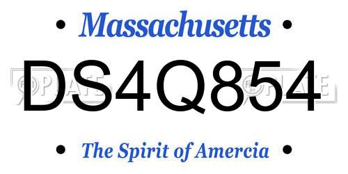 DS4Q854 Massachusetts License Plate