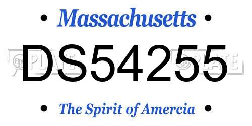 DS54255 Massachusetts License Plate