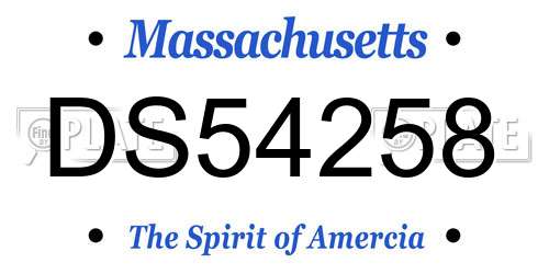 DS54258 Massachusetts License Plate
