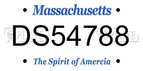 DS54788 Massachusetts License Plate