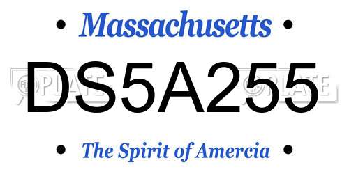 DS5A255 Massachusetts License Plate