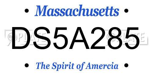 DS5A285 Massachusetts License Plate