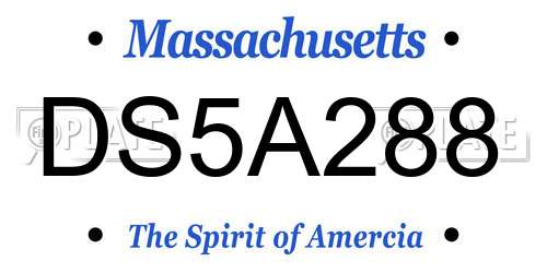 DS5A288 Massachusetts License Plate