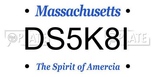 DS5K8I Massachusetts License Plate