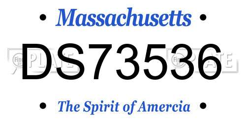 DS73536 Massachusetts License Plate